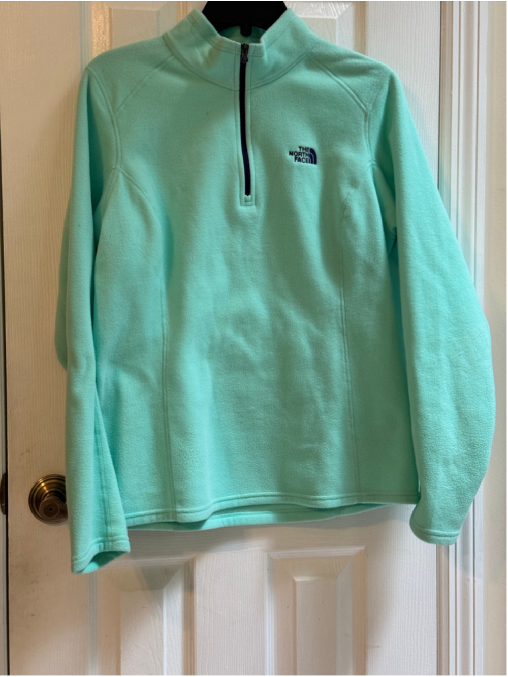 Women's The North Face Fleece Pullover Size L Mint w/ Navy